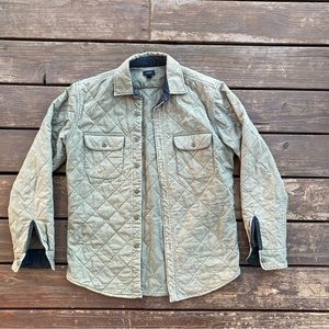 J Crew Mens Quilted Shirt Jacket Olive Green Small